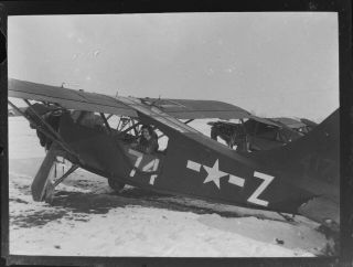 Vtg 1940 Ww2 - Era Photo Film Negative Army Aaf Aircraft Stinson L - 5 (?) 74 Z 9