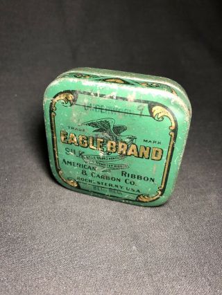 Vintage Eagle Brand American Ribbon & Carbon Co Typewriter Advertising Tin