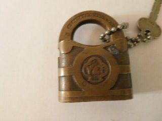 Vintage Yale & Towne Mfg.  Co.  Heavy Duty Solid Brass Padlock Lever Lock With Key