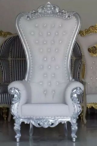 White And Silver Queen/king Throne Chair