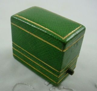 Antique Vintage Cartier Green With Gold Trim Proposal Ring Box Velvet Inside