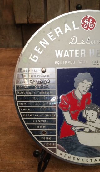 Vintage General Electric GE Industrial Water Heater Unit Metal Plaque Sign N.  Y. 2