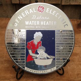 Vintage General Electric GE Industrial Water Heater Unit Metal Plaque Sign N.  Y. 3