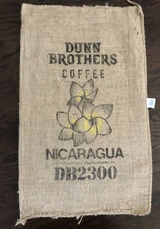 Burlap Coffee Bag Dunn Bros Nicaragua Gunny Sack Coffee House Decor