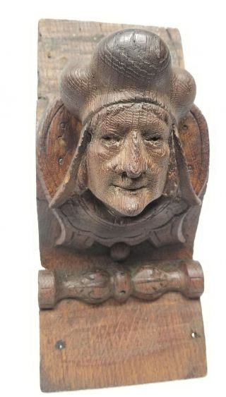 Antique Oak Carved Gothic Renaissance Revival Style Figure Head Victorian 2