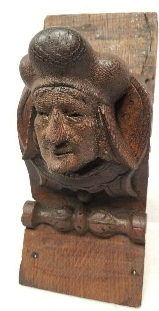 Antique Oak Carved Gothic Renaissance Revival Style Figure Head Victorian 3