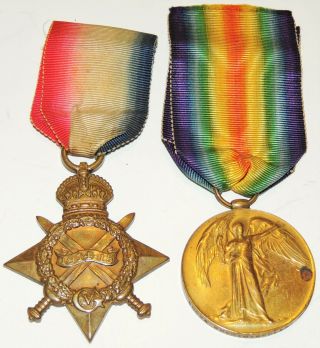 Ww1 Ww2 Cef World War One Pair 1914 - 1915 Star Victory Medal Cfa Bombardier