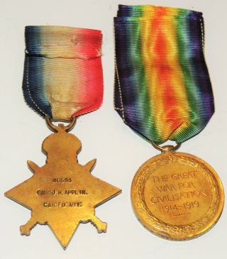 WW1 WW2 CEF World War One pair 1914 - 1915 Star Victory Medal CFA Bombardier 2