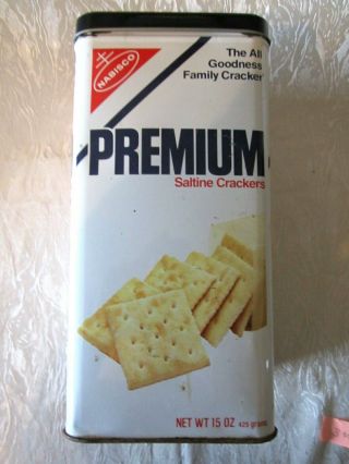 Vintage Nabisco Premium Saltine Crackers Tin With Lid Circa 1978