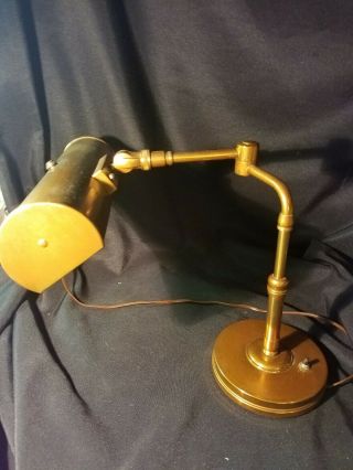Vtg Industrial Art Deco Desk Lamp Piano Bankers Drafting Lamp Brass Reticulated