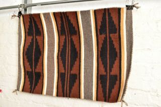 Vintage Navajo Geometric Pattern Rug Weaving Native American Indian Textile 27 "