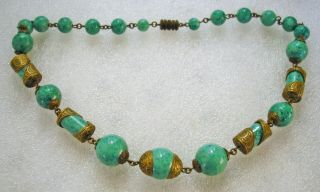 Gorgeous Vintage Art Deco Czech Peking Glass Bead Necklace By Neiger Brothers