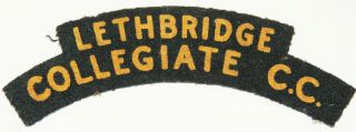 Rare Ww2 Canadian Alberta Lethbridge Collegiate Cadet Corps Shoulder Title Cloth