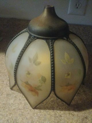 Antique Satin Glass Reverse Painted Lamp Shade