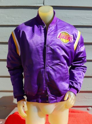 Vintage 1980s Los Angeles Lakers Starter Jacket Satin / L.  A.  La / Usa Made / Xl