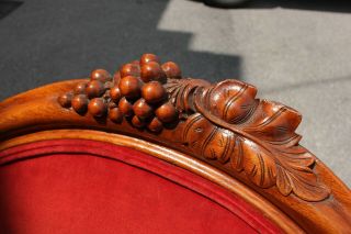 Victorian Red Velvet and Walnut Chair on Casters,  19th Century 3