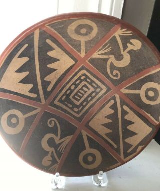 Narino Pre - Columbian Polychrome Terracotta Monkey Bowl Circa 1000 - 1250 Ad