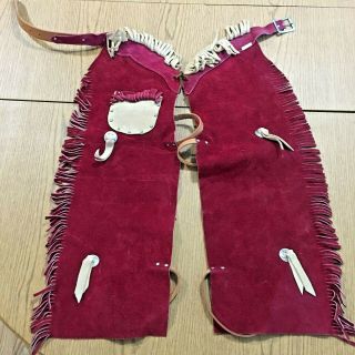 Vintage Childs Western Wear 24 " Red Leather Chaps