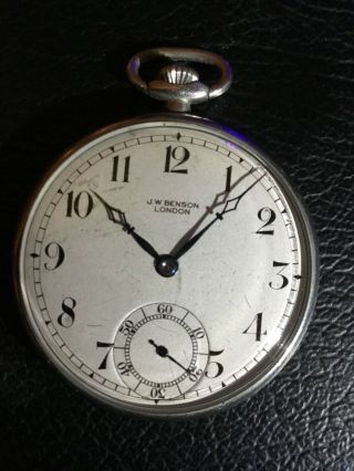 Antique Pocket Watch J W Benson London 1928 Platinum $1.  0 Start