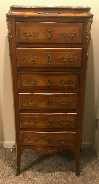 Late 1800s Early 1900s French Louis Xv/xvi Style Kingwood Banded Chest / Dresser