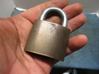 Old brass logo padlock lock YORK TERMINAL.  With the key.  n/r 3