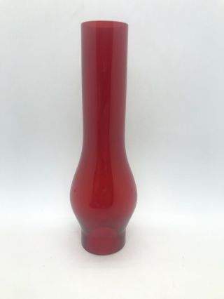 Antique Ruby Red Cranberry Glass Chimney Kerosene Oil Lamp