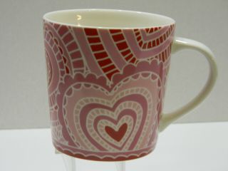 2005 Starbucks Pink Red White Lace Valentine Heart Coffee Mug Or Cup Euc