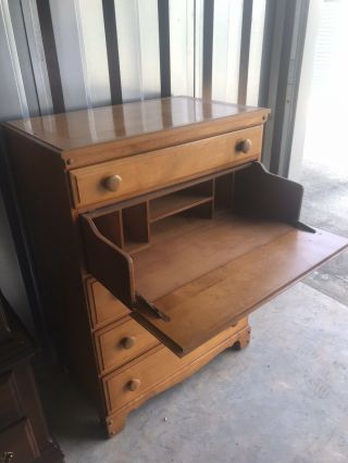 Antique Maple Chest Of Drawers/Desk Combo 3