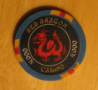 $1,  000 Red Dragon Casino Chip Rush Hour 2 Jackie Chan Movie Prop