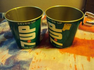 2 Vintage Cheinco 7 - Up Metal Clip - On Buckets