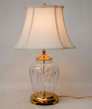 Vintage Large Waterford Cut Crystal Table Lamp Brass Base