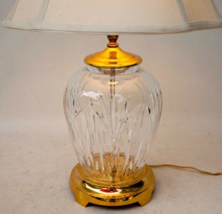 Vintage Large Waterford Cut Crystal Table Lamp Brass Base 3