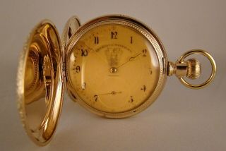 129 Years Old Keystone Watch Co.  14k Gold Filled Hunter Case 18s Pocket Watch