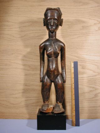Antique African Congo Pende Female Figure Carved Wood Sculpture Statue