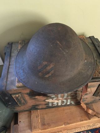 WWI US MODEL 1917 HELMET W/ PAINTED 3rd Infantry DIvision insignia 2