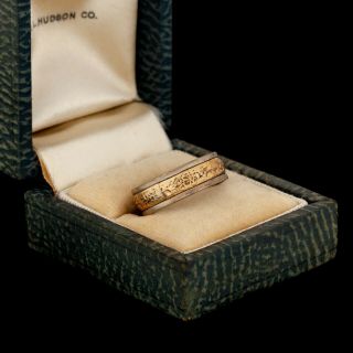 Antique Vintage Deco Retro Sterling Silver 14k Gold Filled Gf Wedding Ring S 6.  5