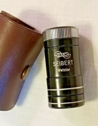 Vtg Emo Seibert Wetzler W Germany Telescopic Loupe Scope W/ Leather Case