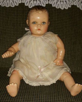 Antique Composition Baby Doll With Sleepy Eyes.  Unbranded