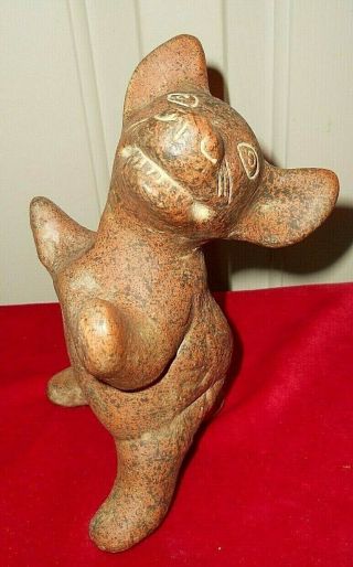 Vintage Aztec Mayan Red Clay Pottery Dancing Colima Dog 7 " Tall