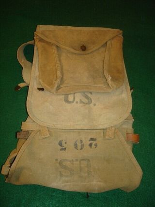 Wwi Complete Us M1910 Haversack With Meat Can Pouch And Pack Carrier