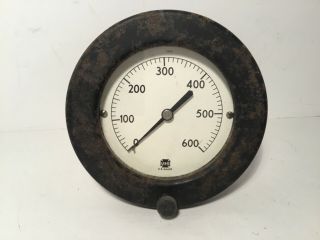 Vintage Industrial Steampunk Pressure Gauge 5” Dia.  0 - 600 U.  S.  Gauge Co.  3410