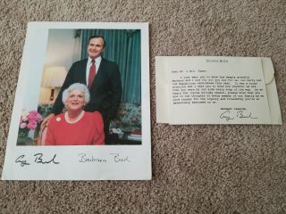 8x10 Signed Photo Of George Bush " 41st " And Barbara Bush And Personal Thank You