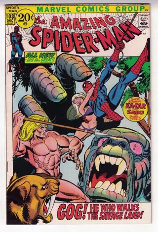 The Spider - Man 103 (vol.  1,  1971) Kraven The Hunter Savage Land [vf,  ]