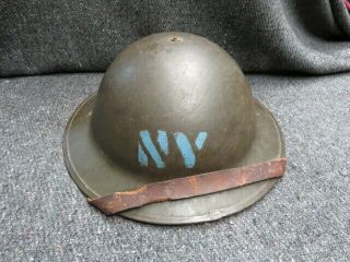 Wwi Us Model 1917 Helmet W/ Painted “ny” - York Or Naval Yard ?