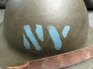 WWI US MODEL 1917 HELMET W/ PAINTED “NY” - YORK OR NAVAL YARD ? 2