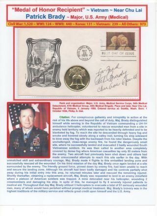 Medal Of Honor Recipient Vietnam War Patrick Brady " Dustoff " Air Mission
