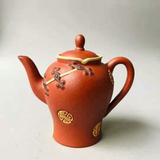 Vintage Chinese Yixing Purple Cheongsam Pattern Teapot Made Of Purple Sand A4035