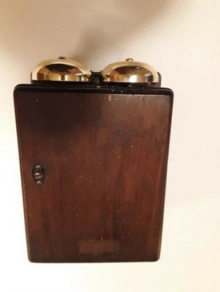 Vtg - Antique Western Electric Telephone 295a Subset Ringer Box,  Oak/brass Bells