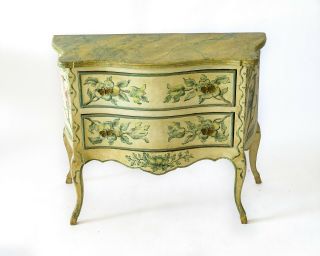 Rare Antique French Chateau 18th Century Tole Painted 2 Drawer Parlor Chest Wow