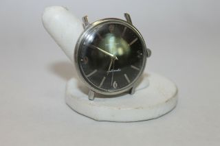 Vintage Mens HAMILTON Automatic Watch Stainless Black Dial Bubble Back Running 3